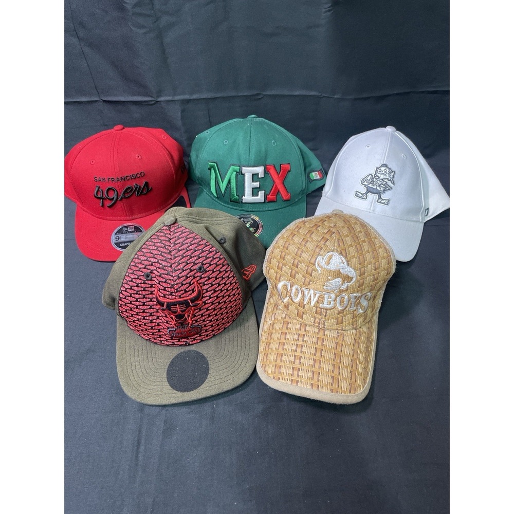 Lot of 5 Sports Snapback Hats 49ers Bulls Browns Cowboys MEX